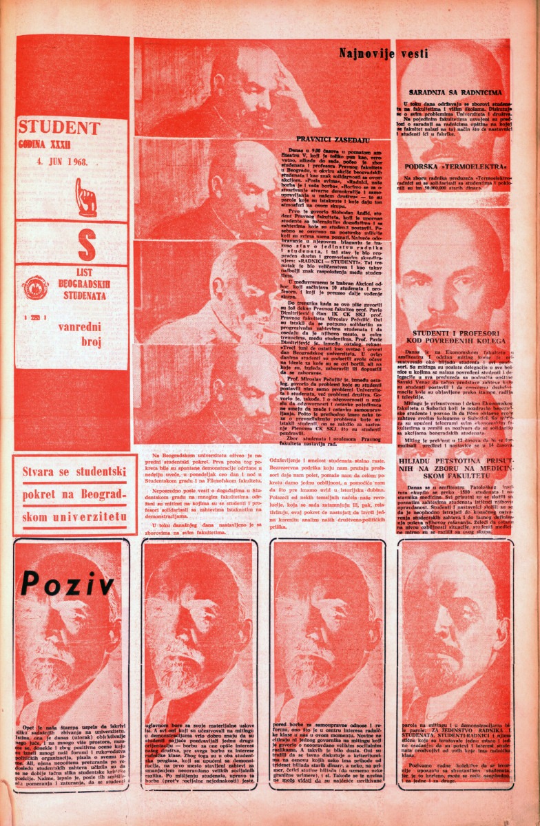 Prvi vanredni broj, 4. jun 1968. 