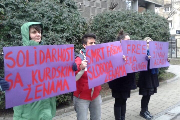 Protestna akcija podrške Lejli Guven ispred ambasade Turske u Beogradu
