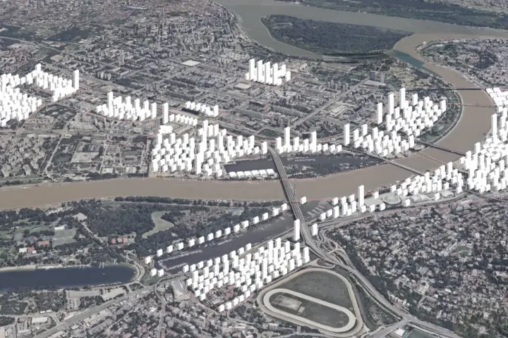 Kule od 200, 200 i 50m visine; Ilustracija: Nova planska praksa