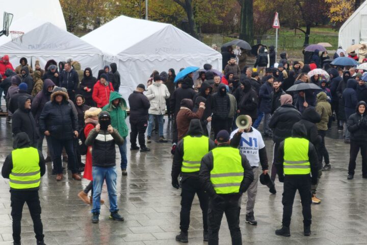 Aktivisti SNS-a ispred Narodne skupštine