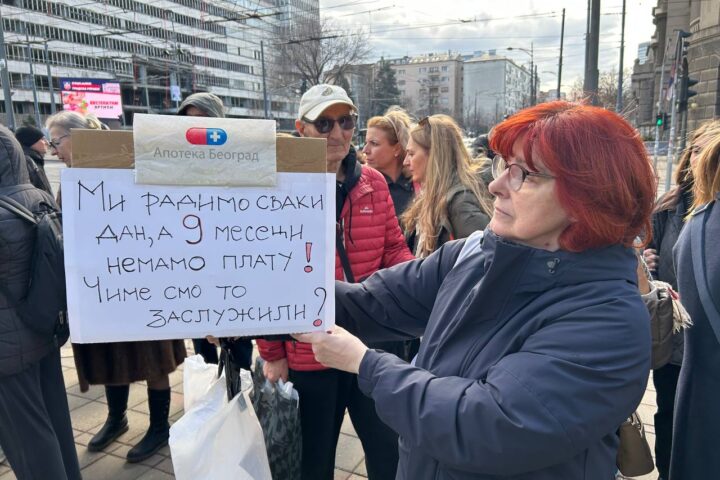 Protest radnica Apoteke Beograd 11.2.2026; Foto: Mašina.