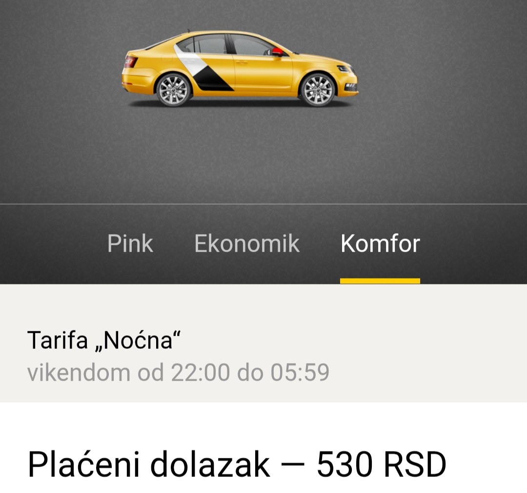 Komfor tarifa; Foto: Snimak ekrana.